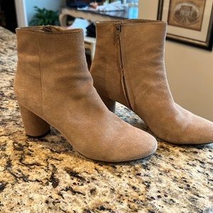 Tan suede boot 3” heel.